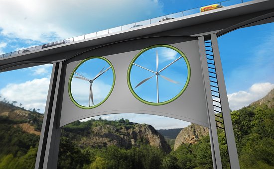 Turbinas gmeas aproveitam ventos sob pontes e viadutos