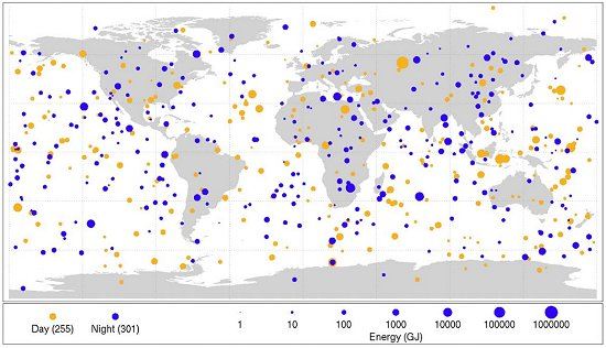 NASA mostra mapa de impacto de asteroides na Terra