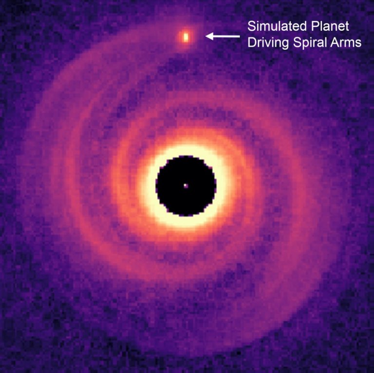 Planeta mais vermelho h visto cria braos espirais ao redor de sua estrela