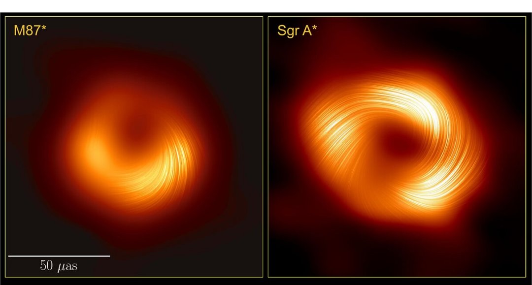 Luz polarizada revela campos magnticos espiralando no buraco negro central da Via Lctea