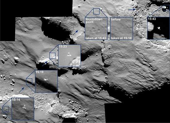 Imagens mostram rob Philae voando sobre cometa